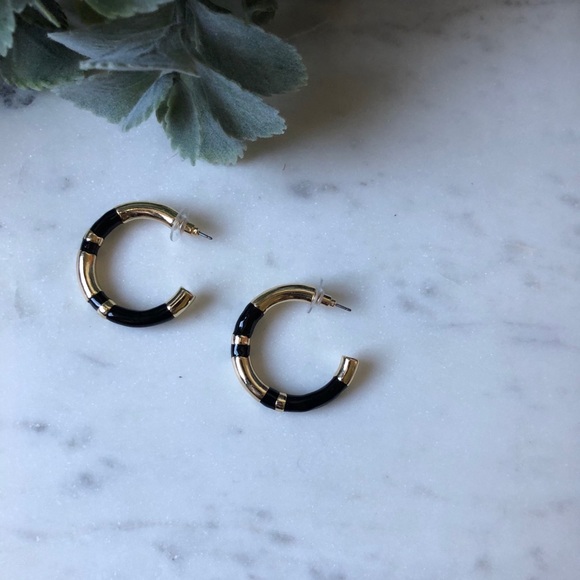Jewelry - The James - Banded Gold & Black Hoop